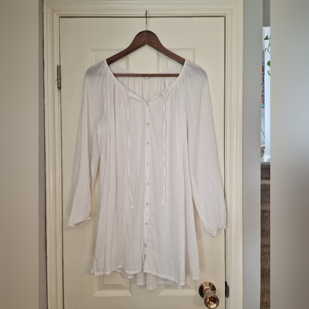 Aerie Sheer White Beach Cover Up, Size Small
